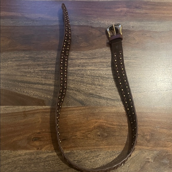 Frye Brown Suede Studded Belt Medium Sample New As Is - Picture 6 of 6